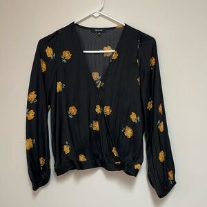 Madewell floral bubble sleeve wrap top size XS
